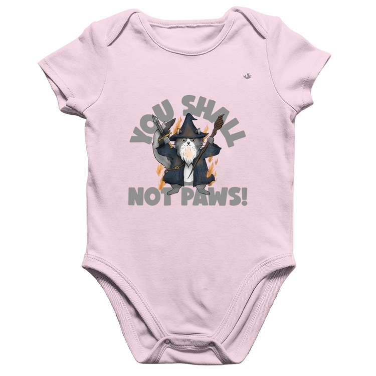 Body Bebê Algodão You shall not paws - Rosa Bebê