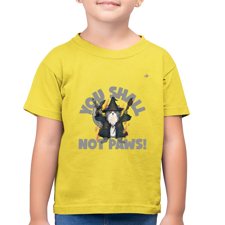 Camiseta Algodão Infantil You shall not paws - Amarelo Canário