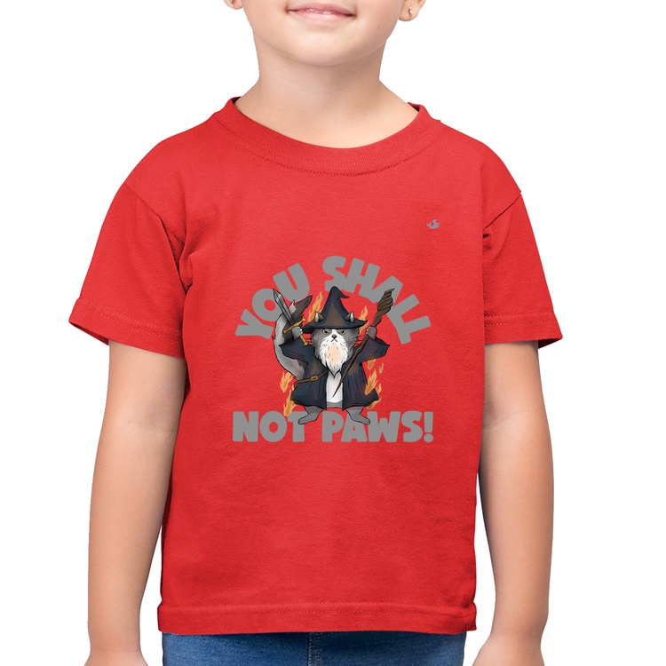 Camiseta Algodão Infantil You shall not paws - Vermelha