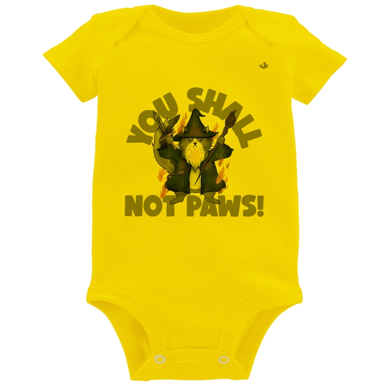 Body Bebê You shall not paws - Amarelo