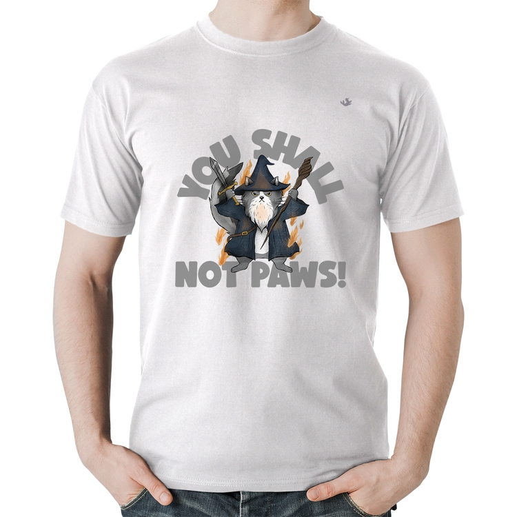 Camiseta Algodão You shall not paws - Branca