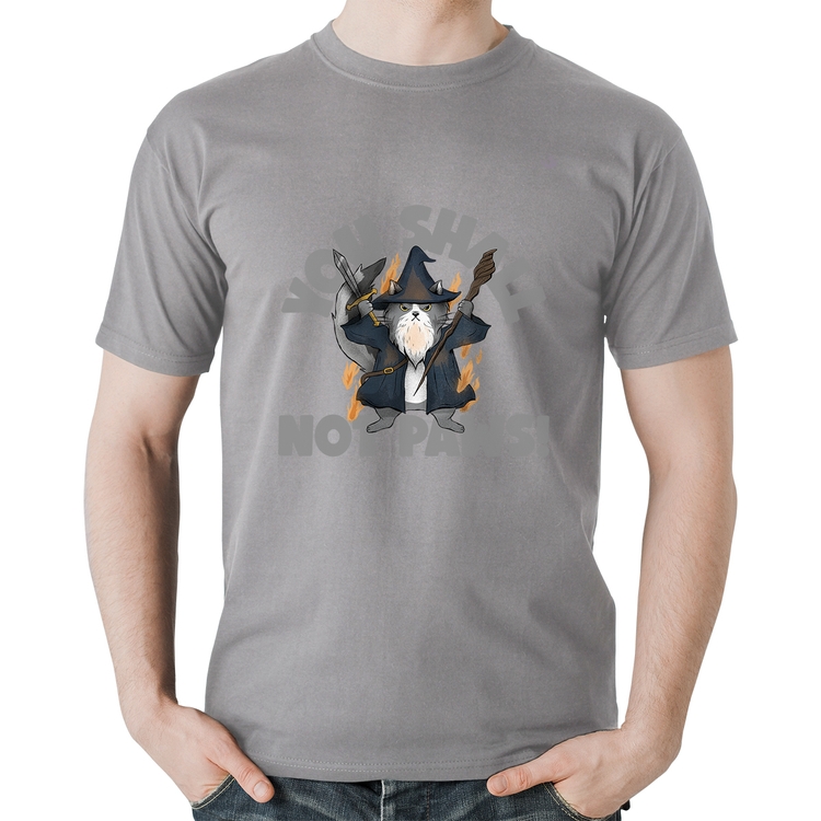 Camiseta Algodão You shall not paws - Cinza