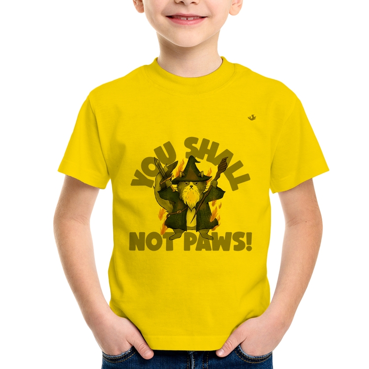 Camiseta Infantil You shall not paws - Amarela