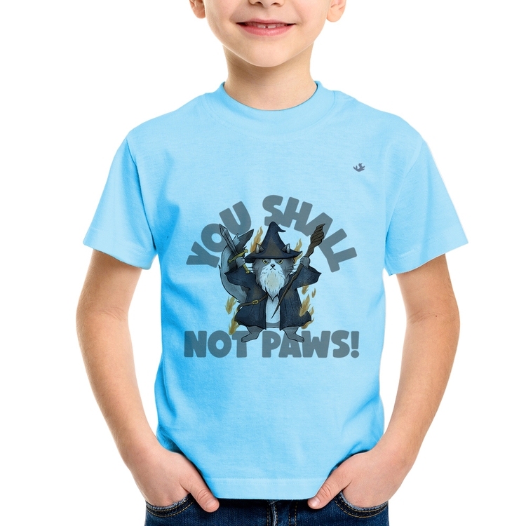 Camiseta Infantil You shall not paws - Azul Bebê