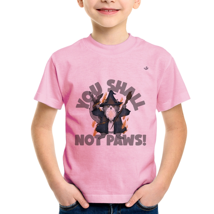 Camiseta Infantil You shall not paws - Rosa Bebê