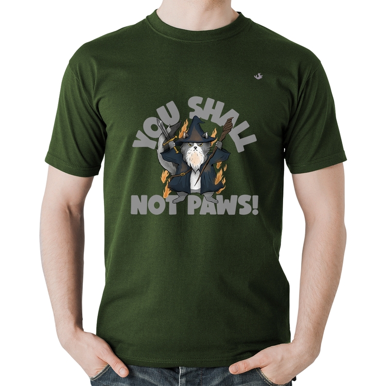 Camiseta Algodão You shall not paws - Musgo