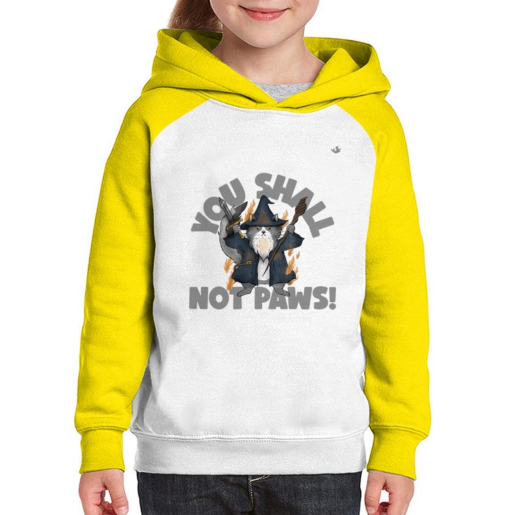 Moletom Infantil You shall not paws - Branco/Amarelo