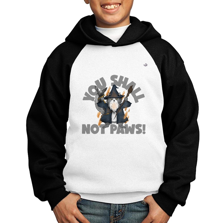 Moletom Infantil You shall not paws - Branco/Preto