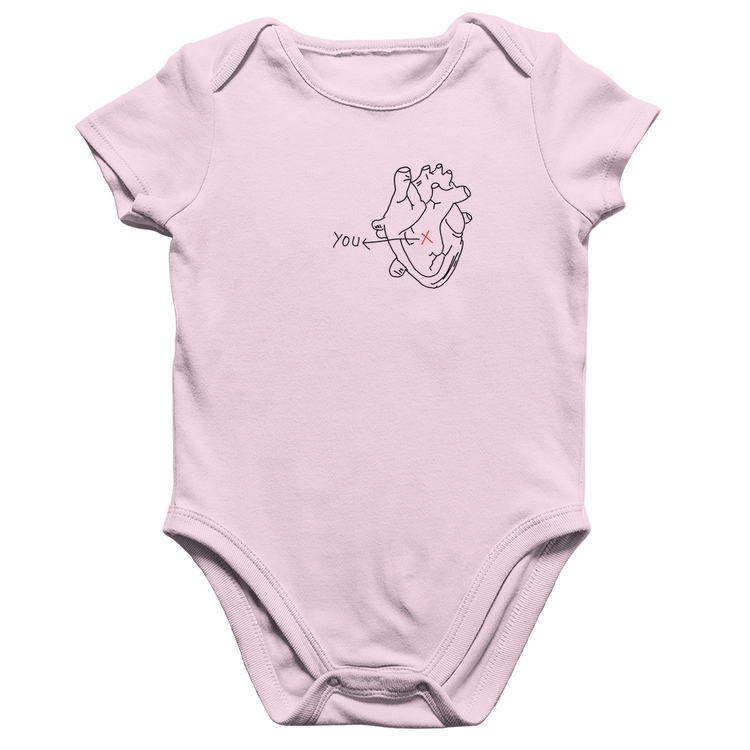 Body Bebê Algodão Your position in my heart - Rosa Bebê