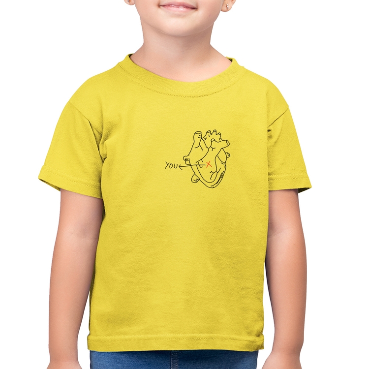 Camiseta Algodão Infantil Your position in my heart - Amarelo Canário