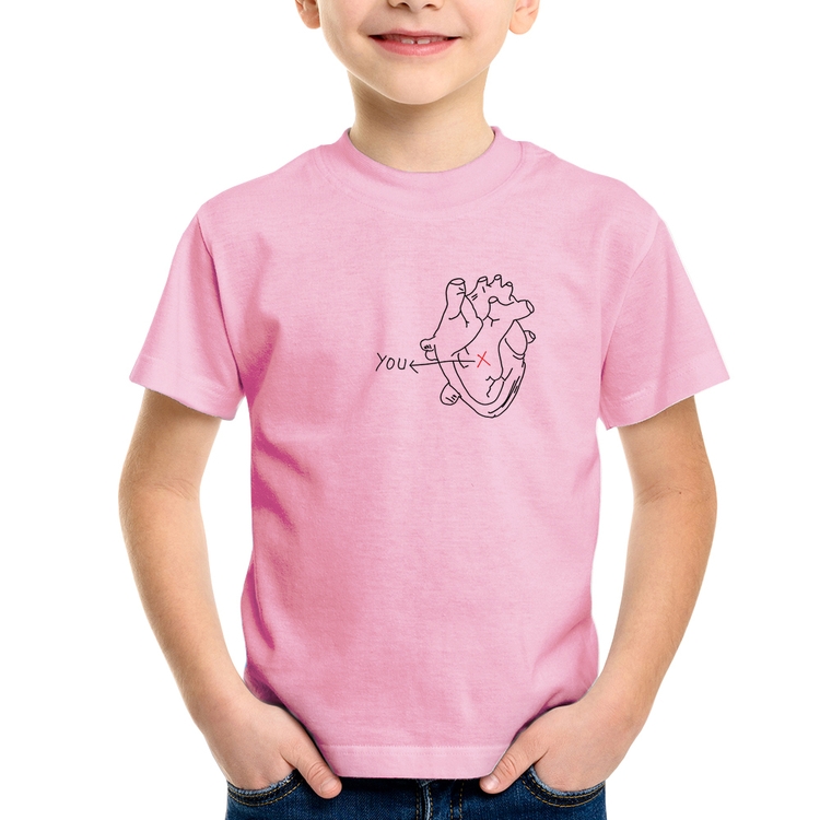 Camiseta Infantil Your position in my heart - Rosa Bebê