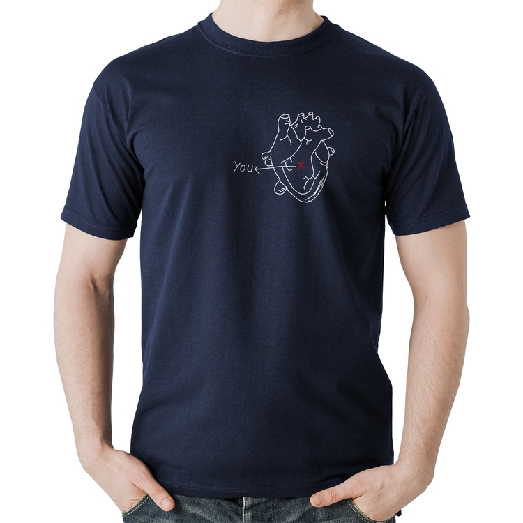 Camiseta Algodão Your position in my heart - Marinho