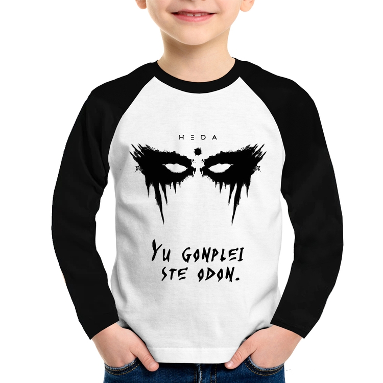 Camiseta Raglan Infantil Yu Gonplei Ste Odon Manga Longa