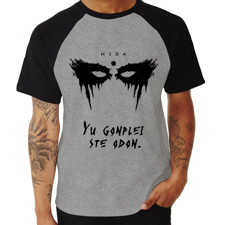 Camiseta Raglan Yu Gonplei Ste Odon - Cinza/Preto